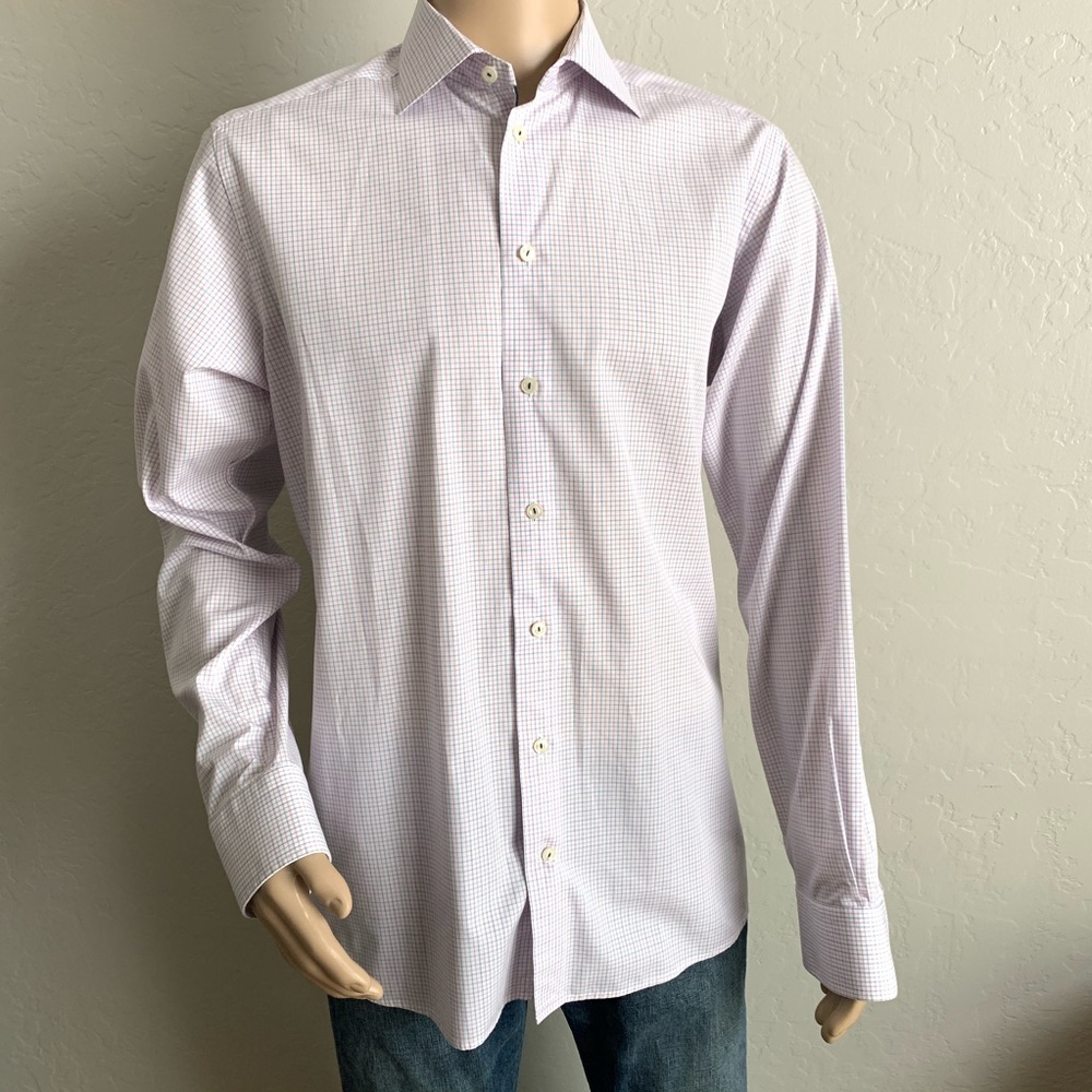 Eton button front long sleeve dress shirt
